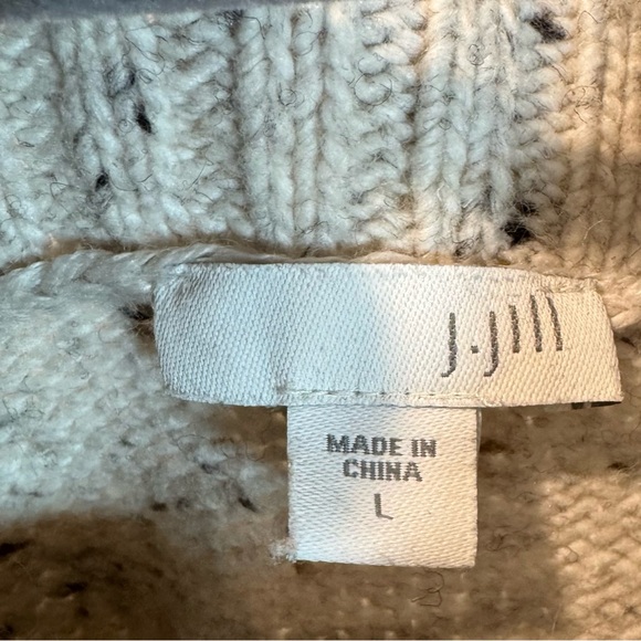 J. Jill Long Sleeve Mock Neck Textured Marled Oatmeal Sweater Size L Cotton Wool - Picture 11 of 13
